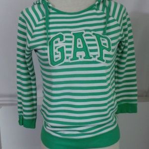GAP Striped Green Hoodie Shirt Sweatshirt